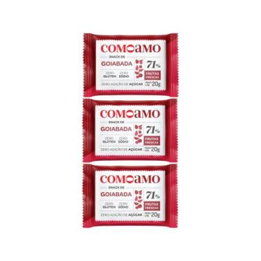Imagem de Kit 3 goiabada zero de fruta fresca sem gluten 20g comoamo