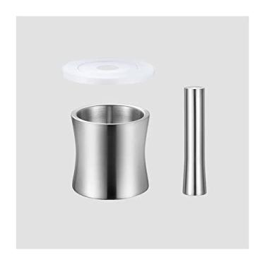 Imagem de Tigela Moedora Conjunto de pilão e almofariz de aço inoxidável 304 para casa, cozinha, pote de purê de alho e especiarias, triturador de alho, moedor de purê de alho com tampa Moedor Triturador