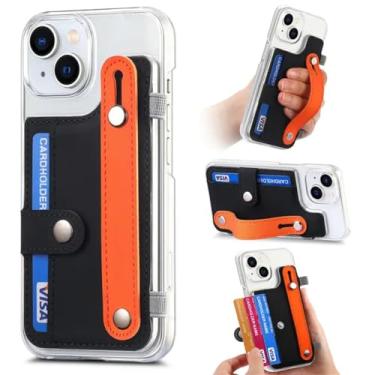 Imagem de Cartões de pulseira Solt Wallet Case para iPhone 15 Pro Max 14 13 12 11 XS XR X 6 7 8 Plus SE 2022 Bolsa KickStand Capa transparente, preta, para iPhone 14