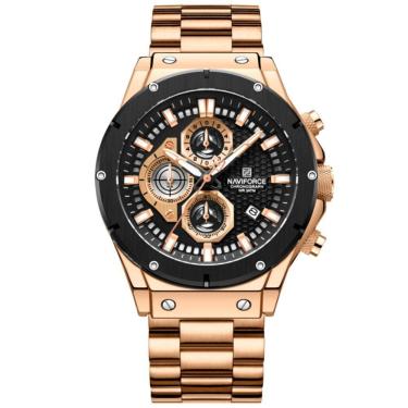 Imagem de Relógio Masculino Quartzo Pulseira De Aço Inoxidável Casual Esportivo Rose