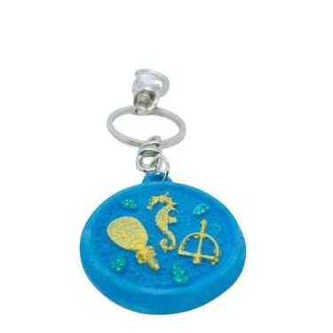 Imagem de Chaveiro Logunede Azul E Amarelo Em Resina 13 Cm Traz - Lua Mística - 