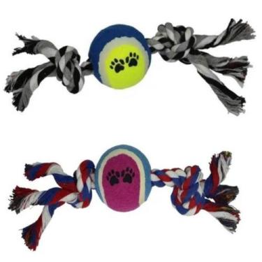 Imagem de Kit 2 Mordedores De Corda Com Bola Tênis Para Cachorros - Nicapet