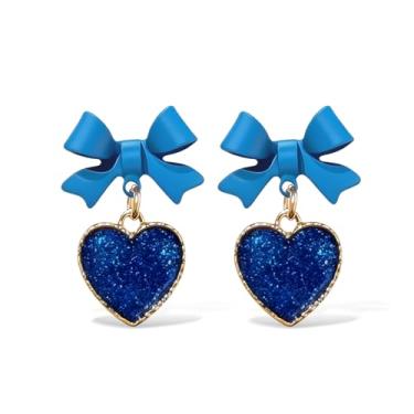 Imagem de Brincos de coração, brincos de laço de pressão, brincos de coração vermelho, presentes de dia dos namorados, vestido para mulheres, Large, Zinco, Sem pedra preciosa