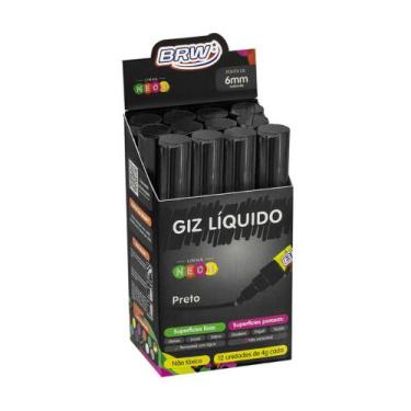 Imagem de Caixa Caneta Giz Líquido 6mm 4g Evoke com 12 unidades BRW, Preto