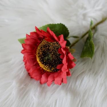 Imagem de Mingzhe Decoração de Seda Artificial de Girassol Falsa Casa Estilo Pastoral Simulação Floral para Ambiente Romântico 17,7 Polegadas (Vermelha)