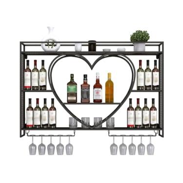 Imagem de Rack de vinho montado na parede, suporte de exibição de vinho redondo montado na parede de garrafa, visor grande de 3 camadas com taças de vinho, para decoração de sala de jantar de bar doméstico