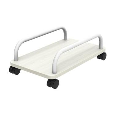 Imagem de Suporte de CPU de escritório portátil móvel para PC suporte para computador de escritório base com 4 rodas giratórias acessórios para PC para jogos (branco)