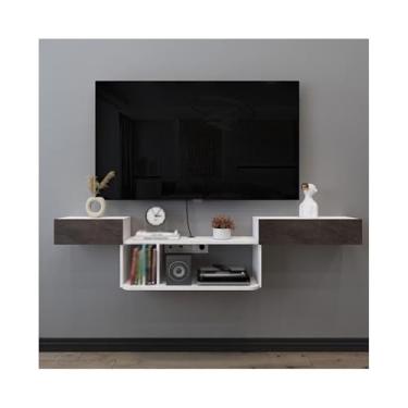 Imagem de Suporte de TV flutuante para armário de TV, armário de TV montado na parede, centro de console de mídia de entretenimento para unidade de parede de mídia de escritório (160 x 25 x 40 cm)