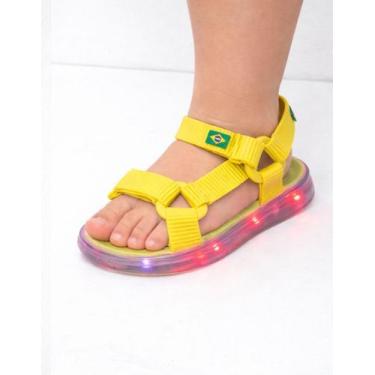 Imagem de Sandalia Infantil com Led Brasil Copa Conforto Estilo Diversão - Sem M