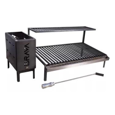 Imagem de Kit Parrilla Grelha Argentina Rústica 95cm + Caixa Firebox para Alvena
