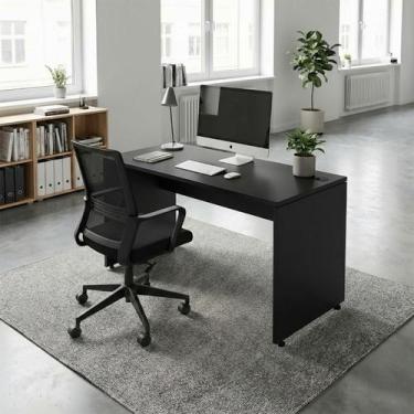 Imagem de Mesa Escrivaninha 100cm x 60cm com Retangular Pé Painel com Passa Cabo