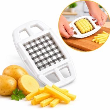 Imagem de Cortador de Batata Palito Manual Yeet com Lâminas em Aço Inox para Cortes Uniformes e Precisos Multiuso Branco