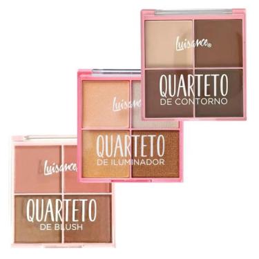 Imagem de Kit Quartetos de Blush Contorno e Iluminador Paletas Luisance