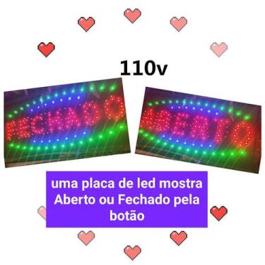 Imagem de 127V Painel Led Letreiro Luminoso 2 Em 1 Placa Aberto+Fechado - Telint