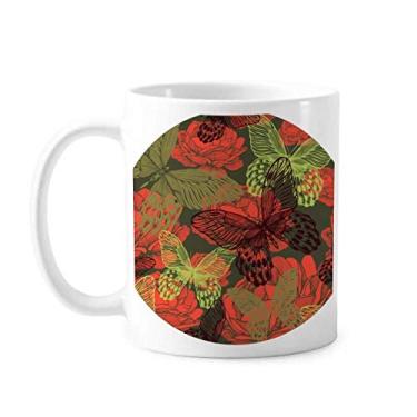 Imagem de Caneca vintage borboleta em rosas cerâmica cerâmica xícara de café porcelana louça