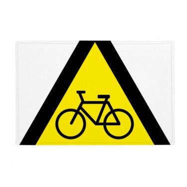 Imagem de DIYthinker Símbolo de aviso amarelo preto bicicleta triângulo tapete antiderrapante tapete para porta de banheiro