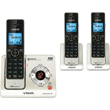 Imagem de VTech Telefone sem fio expansível LS6425-3 DECT 6.0 com sistema de atender e identificador de chamada/espera, prata com 3 aparelhos