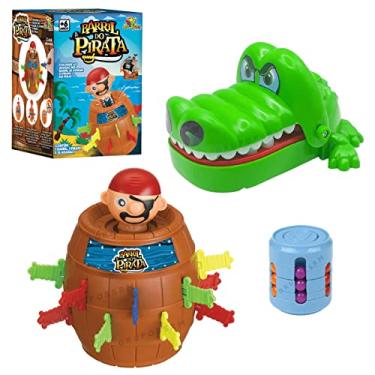 Imagem de Kit Jogos Educativos Infantis Pula Pirata Barril + Crocodilo Morde Dedo Brinquedo Pedagogicos Presente Criança 5 anos