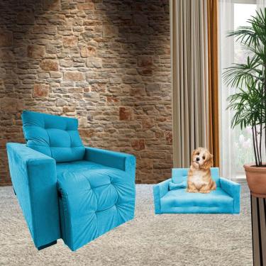 Imagem de Poltrona Retrátil e Reclinável Do Papai Sofia Quarto Sala Mais Sofazinho Pet Bob Turquesa