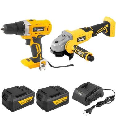Imagem de Parafusadeira Furadeira com Esmerilhadeira 2 Baterias e Carregador VONDER