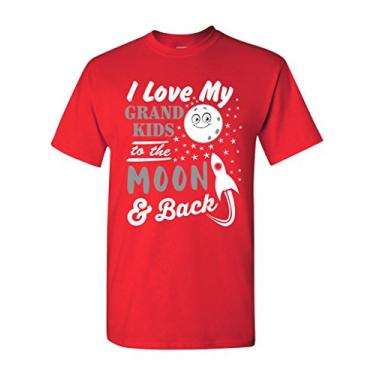 Imagem de Camiseta adulta I Love My Grand Kids to The Moon and Back Funny Humor DT, Vermelho, P