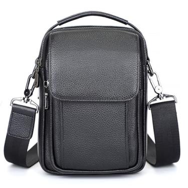 Imagem de Bolsa tiracolo de couro genuíno para homens, bolsa de ombro masculina, bolsa mensageiro de couro com alça ajustável, b
