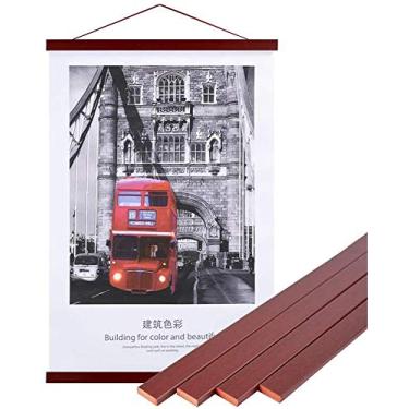 Imagem de Benjia Gancho magnético para pôster, 43 x 24 17 x 11 17 x 22 moldura de madeira íman impressão de pôsteres de madeira com estampa de ímã de madeira kit de pendurar cabides de rolagem para paredes mapa arte em tela (mogno, 43 cm)