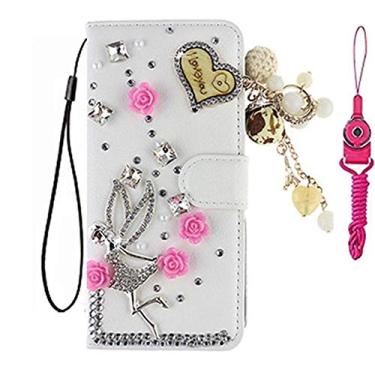 Imagem de Capa para celular Sharp AQUOS Simple Sumaho 6, carteira de couro brilhante feita à mão e alça de pescoço [suporte] [fecho magnético] para Sharp AQUOS Simple Sumaho 6 capa de telefone (tamanho 30)