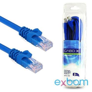Imagem de Cabo de Rede Ethernet Lan Rj45 Cat5e Azul 5 Metros - Exbom