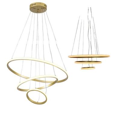 Imagem de Luminaria Pendente Lustre 3 em 1 Perfil Aneis Arco Led Infinito Regula