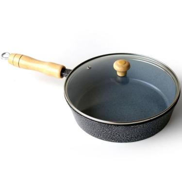 Imagem de Frigideira Cerâmica Cinza Antiaderente 22cm 1,7L Preto Tampa De Vidro 