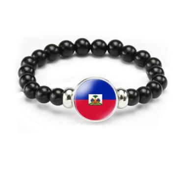 Imagem de vmcoatdu Pulseira de bandeira nacional com contas de corda elástica apoia seu país viagem lembrança presentes para homens e mulheres, One size, Liga metálica, Vidro