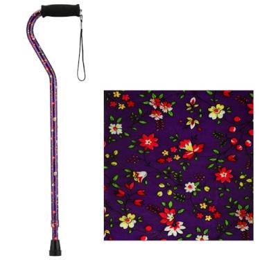 Imagem de Nova Bengala de caminhada Joy Designer Offset para idosos, unissex, ajustável, leve, com alça de espuma, alça de pulso e trava anti-chocalho - Suporte essencial para mobilidade - Purple Bliss