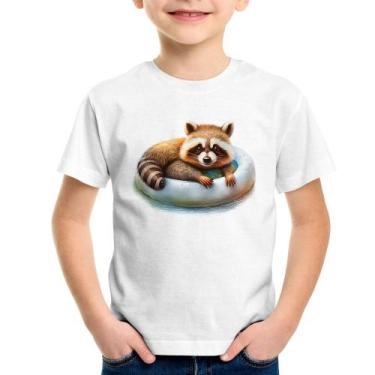 Imagem de Camiseta Infantil Panda Vermelho Relaxando Na Piscina - Foca na Moda, 