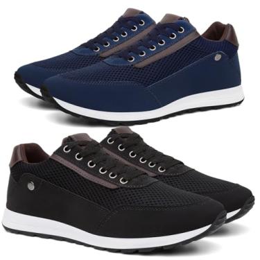 Imagem de Kit 2 Tênis Masculino Sapatênis Casual Social Esporte Confortável Macio Elegante (Preto+Azul Marinho, BR, Adulto, Numérico, 40)
