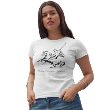 Imagem de Camiseta São Jorge Guerreiro Feminina Baby Look - Blackchic, Branco, M