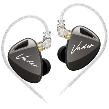 Imagem de KZ Vader Fone de ouvido intra-auricular de música com driver triplo, HiFi IEM com 4 níveis de ajuste, pinos de 0,75 mm com fio, fones de ouvido esportivos (versão de alta resolução, sem microfone)