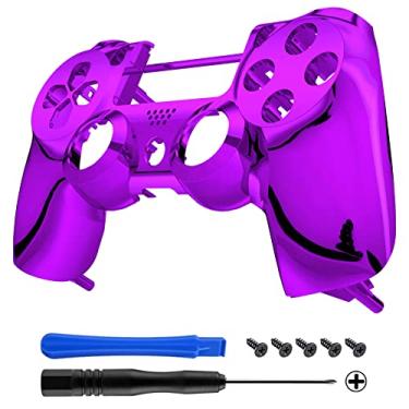 Imagem de eXtremeRate – Placas frontais cromadas para PlayStation 4 PS4 Pro Slim Controller (CUH-ZCT2 JDM-040 JDM-050 JDM-055), Chrome Purple
