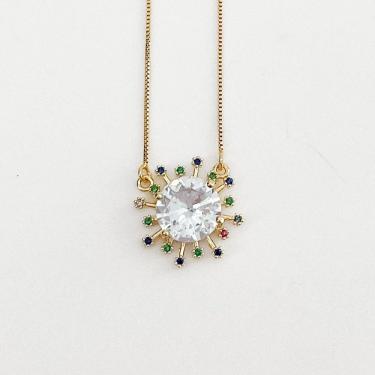 Imagem de Conjunto Colar E Brincos Sol Banhado A Ouro 18k