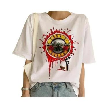 Imagem de Camiseta Feminina Guns N' Roses - Branca - Estilo Punk Rock, BR-G, Br,