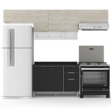 Imagem de Cozinha Completa Bartira Rubi Com 6 Portas 3 Gav E 3 Prate Branco Com Freixo