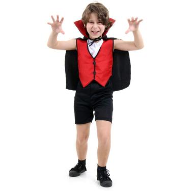 Imagem de Fantasia Halloween Infantil Drácula Pop Com Acessórios Tamanho G