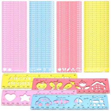 Imagem de Color Swell 144 réguas a granel – modelos divertidos, estêncil, réguas de medição de plástico – Regras escolares em massa para desenho e material escolar