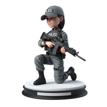 Imagem de Espingarda de argila personalizada SWAT oficial bobblehead rifle ajoelhado cinza da sua foto para chefe colega namorada vibração resistente decoração de mesa lembrança feita à mão ótimo para força