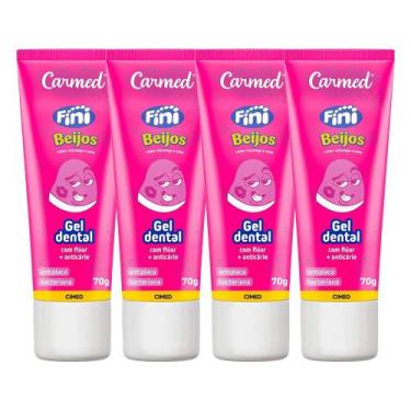 Imagem de Kit 4 Pasta de Dente Fini Beijos Creme Dental Gel 70g com Flúor Carmed