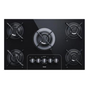 Imagem de Cooktop A Gas 5 Bocas Vidro Preto Bivolt 73x46cm - Consul, Bivolt