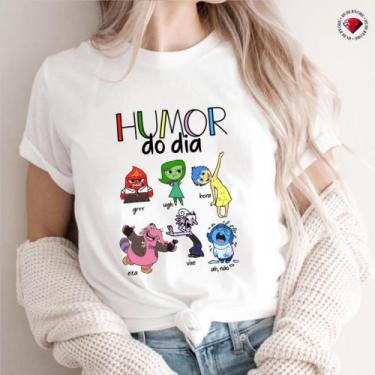 Imagem de Camiseta Divertidamente Humor do Dia - Mina Store, Branco, G