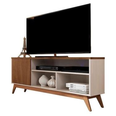Imagem de Rack Retrô TV Até 60 Polegadas Pés De Madeira 1 Porta E 3 Nichos Malbec Wood 1.36
