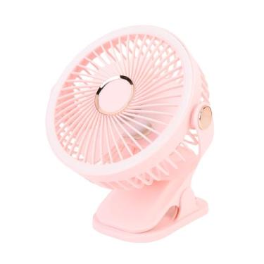Imagem de Fockety Clip No Ventilador, 5 Velocidades de Balcão de Fluxo de Ar Forte Com Forte Grampo e Luz LED, 720 ° de Rotação Recarregável Bateria Operada por Ventilador Portátil para (Rosa)