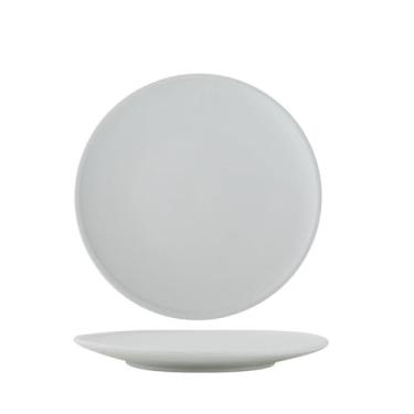 Imagem de Conjunto de mesa criativo de cerâmica minimalista nórdico redondo minimalista - prato raso de borda plana de 28 cm branco